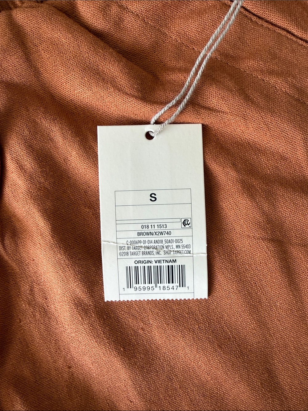 Women’s High Waist Rust Drawstring Linen-Blend Shorts - Picture 5 of 5